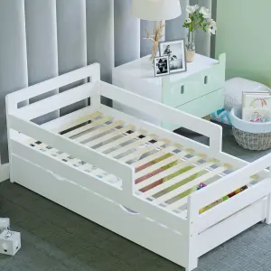 Junior Vida Taurus White Toddler Bed With Underbed Drawer Storage, 140 x 70cm