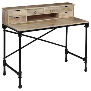 Berkfield Writing Desk Solid Mango Wood and Steel 110x50x96 cm