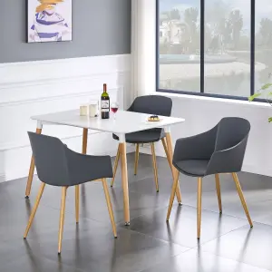 Single Eden Dining Chairs with Leather Cushions Dining Armchair Grey