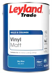 Leyland Trade Vinyl Matt Walls & Ceilings Emulsion Paint Sky Blue (RAL 5015) 5L