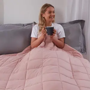 Brentfords Weighted Blanket Quilted, Blush Pink, 125 x 180 cm - 6kg