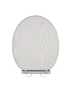 AQUALONA White Oak Effect Toilet Seat - MDF Wood with Soft Close and One Button Quick Release