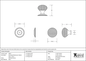 From The Anvil Polished Chrome Hammered Mushroom Cabinet Knob 32mm