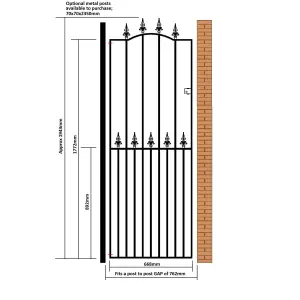 SAXA Spear Top Tall Bow Top Metal Garden Gate 762mm GAP x 1943mm High SAZP30