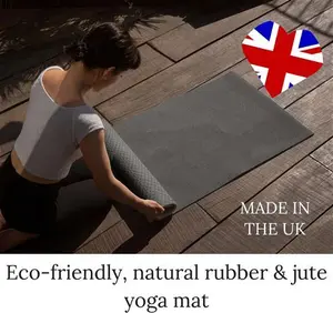 Grey Yoga Mat Eco Yoga Mat Non Slip Yoga Lover Natural Rubber Jute Mat Low Carbon Footprint Yoga Mat Durable Natural Surface Ecoyoga Mat