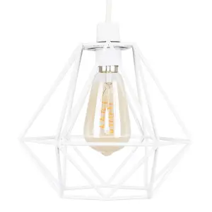 ValueLights Diablo White Ceiling Pendant Shade and E27 Pear LED 4W Warm White 2200K Bulb