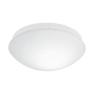 Flush Ceiling Light IP44 Bathroom Colour White Shade White Glass Bulb E27 1x20W