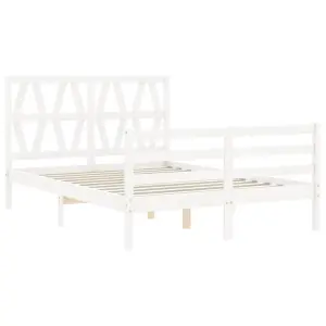 Berkfield Bed Frame with Headboard White 120x200 cm Solid Wood