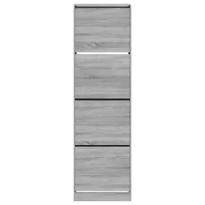 Berkfield Shoe Cabinet with 4 Flip-Drawers Grey Sonoma 60x42x204 cm