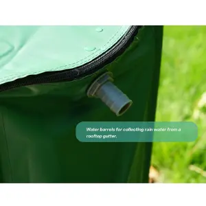 Collapsible 250L PVC Garden Water Butt Portable Tank with Zipped Lid Drain Tap