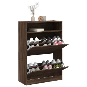 Berkfield Shoe Cabinet with 2 Flip-Drawers Brown Oak 80x34x116 cm