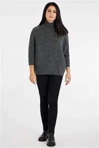 Bonmarche Charcoal Oversized Drop Shoulder Jumper, Size: M