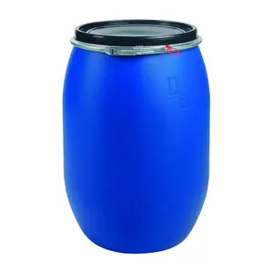 Large 220L Plastic Blue Open Top Food Grade Keg Barrel Storage Drums With Ring Latch & Lid