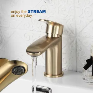 Basin Mixer Tap with Drain,Brass Bathroom Sink Taps with Waste, Modern Bathroom Taps with Pop Up