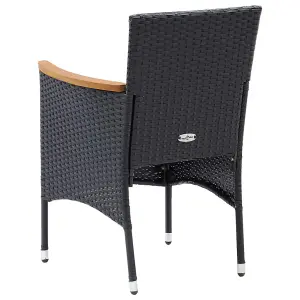 Berkfield Garden Dining Chairs 4 pcs Poly Rattan Black