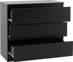 Malvern 3 Drawer Chest Black Recessed Handles