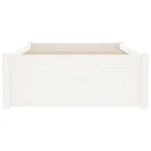 Berkfield Bed Frame White Solid Wood 75x190 cm Small Single