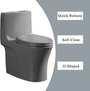 Soft Close Toilet Seat with Quick Release for Easy Clean - Grey