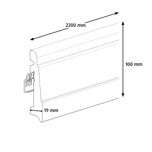 GoodHome Art Deco Style White MDF Skirting board (L)2.2m (W)100mm (T)19mm