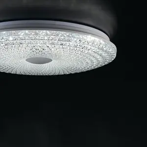 Luminosa UNIKA LED Patterned Glass Flush Ceiling Light White 4400lm with Remote Control CCT WIFI 49.5cm