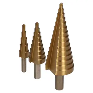 3pc HSS Titanium Coated Step Drills Cone Cutters 4mm - 32mm Drill Bits