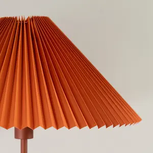 ValueLights Akira Burnt Orange Metal Floor Lamp with Pleated Lampshade