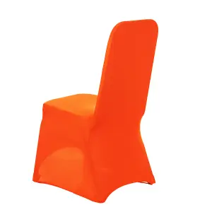 Polyester Spandex Chair Cover for Wedding Decoration - Orange, Pack of 1