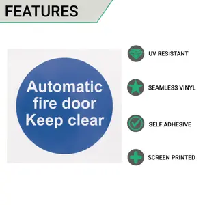 EAI - Automatic Fire Door Keep Clear 100x100mm Self Adh Vinyl Pair