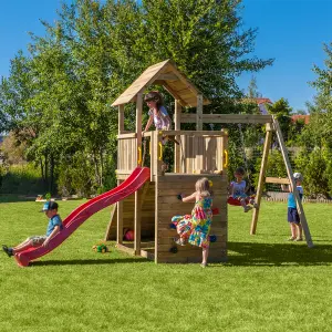 Shire Adventure Peaks Fortress 3 Climbing Tower with Swing, Slide Climbing Rope and Rock Wall