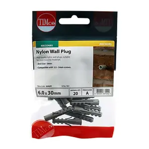 Timco - Nylon Plugs (Size 6.0 x 30 - 20 Pieces)