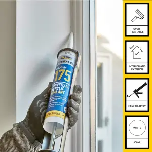 Everbuild 175 Universal Acrylic Sealant White 300ml (Pack Of 6)