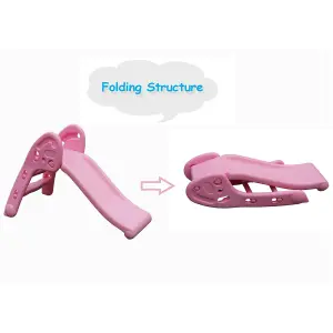 Folding Garden Slide Climber Set Baby Toddler Indoor Outdoor Kids Toy Pink