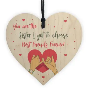 Thank You Sister Gift Best Friend Wood Heart Love Plaque Frendship Gift