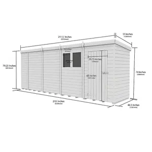 DIY Sheds 18x4 Pent Shed - Double Door With Windows