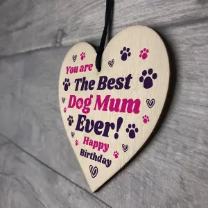 Red Ocean Mum Birthday Gift For Best Dog Mum Ever Wood Heart Pet Lover Dog Birthday Gift