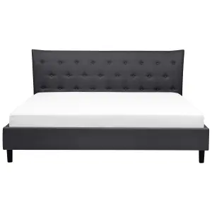 Fabric EU Super King Size Bed Dark Grey SAVERNE