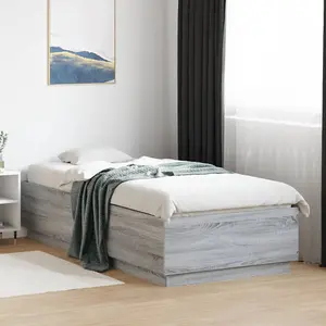 Berkfield Bed Frame with LED without Mattress Grey Sonoma 100x200 cm