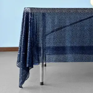 Neel Blue 70" x 70" Square Sequin Tablecloth, Navy