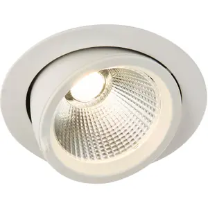 Fully Adjustable Recessed Ceiling Downlight - 36W Warm White LED - Matt White