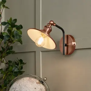 Litecraft Danica 1 Light Antique Copper Industrial Style Wall Light