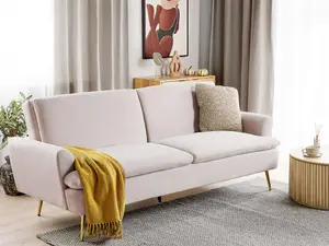 Sofa Bed VETTRE Light Beige Velvet