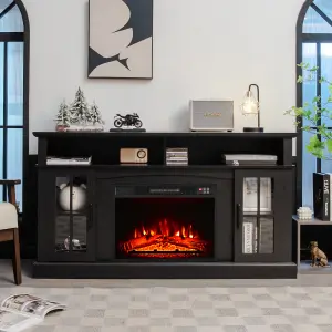 Costway Fireplace TV Stand for TVs up to 65 Inches W/ 2000W Electric Fireplace Insert