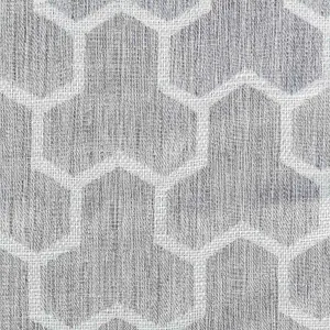 Homescapes Grey Geometric Jacquard Blackout Eyelet Curtain Pair, 66 x 54"