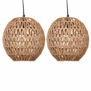 First Choice Lighting Set of 2 Kloe Natural String Globe Pendant Lightshade