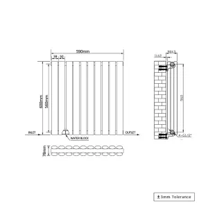 Right Radiators 600x590mm Horizontal Double Oval Column Designer Radiator Anthracite