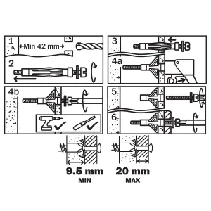 Diall Steel Pan head Hollow wall anchor M6 (L)59mm, Pack of 4