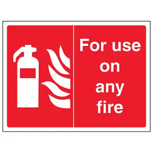 Use On Any Fire Fire Equipment Sign - Rigid Plastic - 200x150mm (x3)