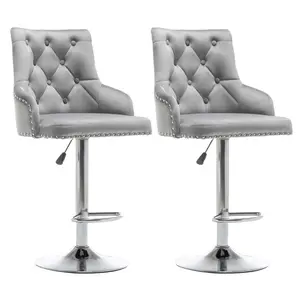 Montevallo Height Adjustable Swivel Bar Stool (Set of 2) Grey