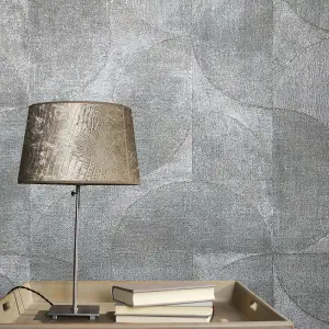 Galerie Perfecto 2 Grey Rustic Circle Textured Wallpaper