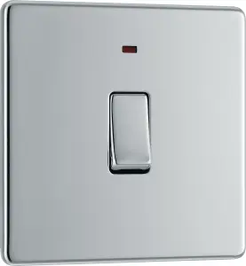 BG Electrical FPC31 Nexus Screwless Flat-Plate Single Switch Polished Chrome Neon 2 Way 20A